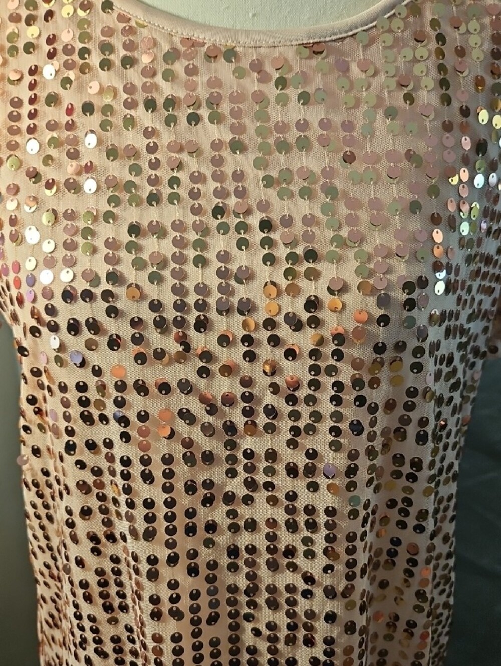 wonder nation Rose Gold Sequin Shift Dress
